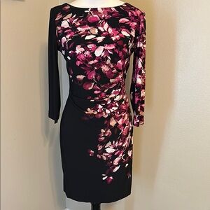 Anne Klein Pink and White Asymmetrical Peplum Cocktail Dress